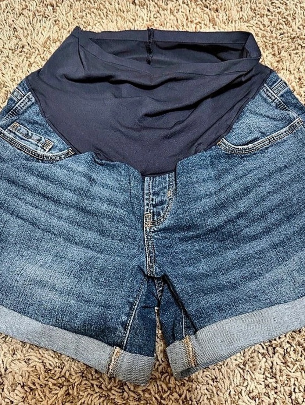 Old Navy Maternity Boyfriend Full Panel Denim Maternity Shorts Waist 10